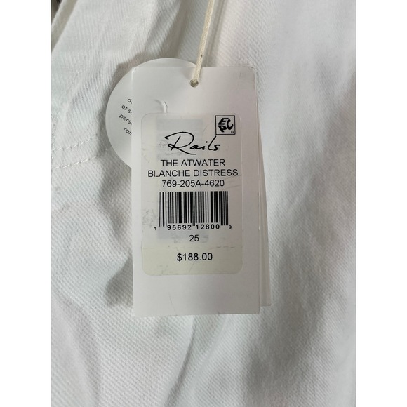 NWT Rails Atwater Blanche Distressed White Slouchy Straight Leg Jeans School 25 - Picture 4 of 11
